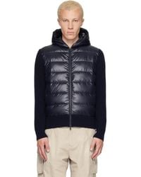 Moncler - Wool Zip-Up Hoodie Down Jacket - Lyst