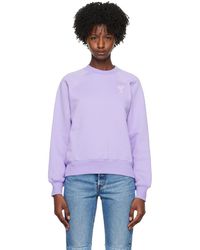 Ami Paris - Ssense Exclusive Purple Ami De Cœur Sweatshirt - Lyst