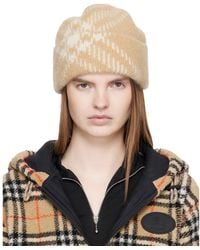 Burberry - Check Mohair Wool Blend Beanie - Lyst