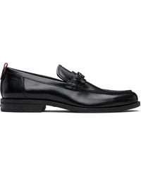 HUGO - Stacked-Logo Bit Leather Loafers - Lyst