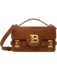 Balmain - Tan Suede B-Buzz 24 Bag - Lyst
