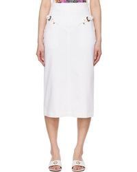 Versace Jeans Couture - Baroque Buckle Denim Midi Skirt - Lyst