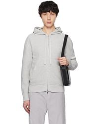 Thom Browne - Linen Cotton 4-Bar Relaxed Fit Zip Up Hoodie - Lyst
