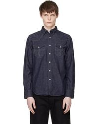 RRL - Slim Fit Denim Western Shirt - Lyst