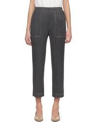 Pleats Please Issey Miyake - Cotton Denim Trousers - Lyst