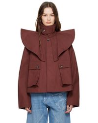 JW Anderson - Burgundy Oversized Collar Trench Jacket - Lyst