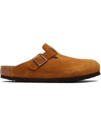 Birkenstock - Tan Regular Boston Soft Footbed Suede Leather Loafers - Lyst