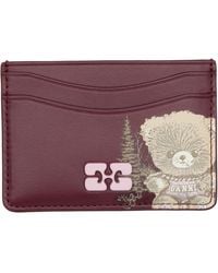 Ganni - Burgundy Bou Forest Teddy Card Holder - Lyst
