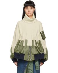 Sacai Off-white Knit Ma-1 Turtleneck - Multicolor