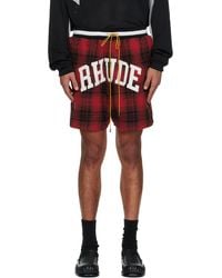 Rhude - Flannel Collegiate Court Logo Shorts - Lyst