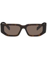 Prada - Brown Triangle Logo Sunglasses - Lyst