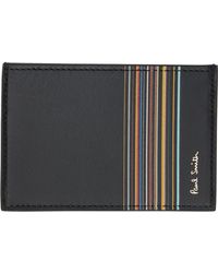 Paul Smith - Porte-Carte Noir En Cuir À Rayures Emblématiques Contrastées - Lyst