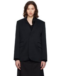 MM6 by Maison Martin Margiela - Collarless Tailoring Wool Blazer - Lyst