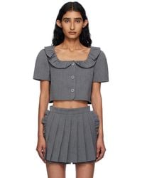Pushbutton - Frilled Neck Cropped Top - Lyst