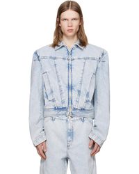 Louis-Gabriel Nouchi - Wide-Shoulder Zipped Denim Jacket - Lyst