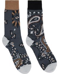 Sacai - Gray Bandana Socks - Lyst