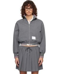Thom Browne - Wool Seersucker Zip Up Track Jacket - Lyst