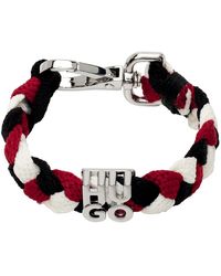 HUGO - Red & Black Stacked Logo Bracelet - Lyst
