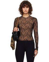 Balenciaga - ブラック＆ベージュ レース クルーネック トップス - Lyst