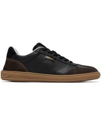 Versace - Baskets Noir Et Brun En Cuir Nappa Et En Suède À Motif Greca - Lyst