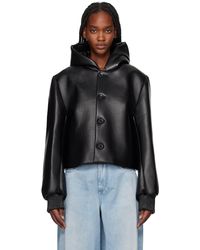 JW Anderson - ブラック クロップド フード ブルゾン レザージャケット - Lyst