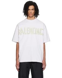 Balenciaga - T-shirt blanc cassé à logos tape type - Lyst