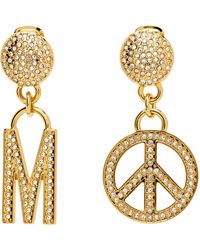 Moschino - Gold Crystal Drop Earrings - Lyst