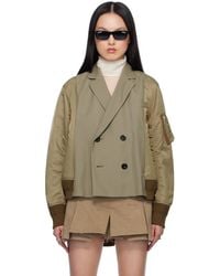 Sacai - Khaki Suiting & Nylon Twill Bomber Jacket - Lyst