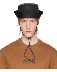 ZEGNA - Chapeau bob noir à mentonnière - Lyst