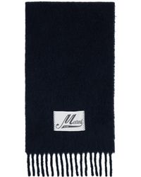 Marni - Écharpe bleu marine en tricot brossé d'alpaga à écusson à logo - Lyst