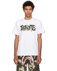 A Bathing Ape - T-Shirt Blanc À Logo À Motif Camouflage Trial - Lyst