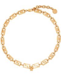 Versace - Gold Greca Necklace - Lyst