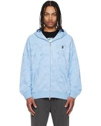 A Bathing Ape - Pull À Capuche À Glissière Bleu À Motif Camouflage En Jacquard Et À Écusson À Logo - Lyst