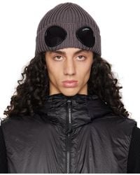 C.P. Company - Taupe goggle Beanie - Lyst