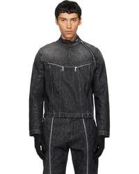 Jean Paul Gaultier - High Neck Zipped Gloves Denim Jacket - Lyst