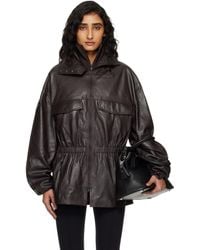 Frankie Shop - Burgundy Carnaby Funnel Neck Leather Jacket - Lyst