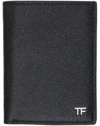 Tom Ford - Petit porte-cartes noir en cuir grainé à deux volets - Lyst