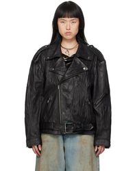 Acne Studios - Black Crinkled Leather Jacket - Lyst