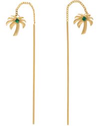 Palm Angels - Boucles d'oreilles dorées à pendentif à logo - Lyst