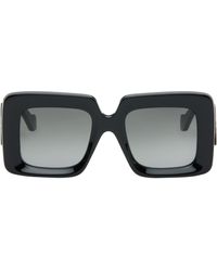 Loewe - Lunettes De Soleil Carrées Beveled Noires À Anagrammes - Lyst