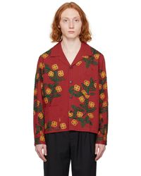Bode - Red Marigold Wreath Long Sleeve Shirt - Lyst