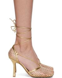 Bottega Veneta - Gold Stretch Lace-up Sandal - Lyst