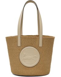 Chloé - Grand Cabas De Style Panier Et Blanc Cassé À Écusson À Logo - Lyst