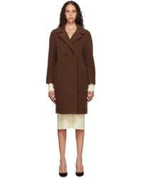 Harris Wharf London Manteau a double boutonnage en peau retournee brun - Marron