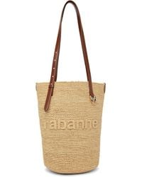 Rabanne - ベージュ ラフィア ロゴ トートバッグ - Lyst