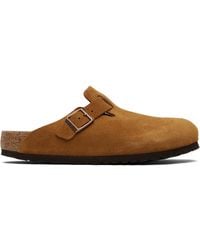 Birkenstock - Tan Regular Boston Soft Footbed Suede Leather Loafers - Lyst