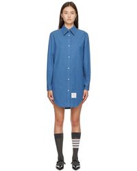 Thom Browne - Thom e robe courte bleue à boutons - Lyst