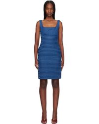 Versace - ブルー スクープネック フィット デニム ミニワンピース - Lyst