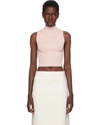 Courreges - ピンク Light Rib モックネック クロップド トップス - Lyst