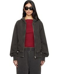 Entire studios - Pull À Capuche Ajusté Noir À Glissière - Lyst
